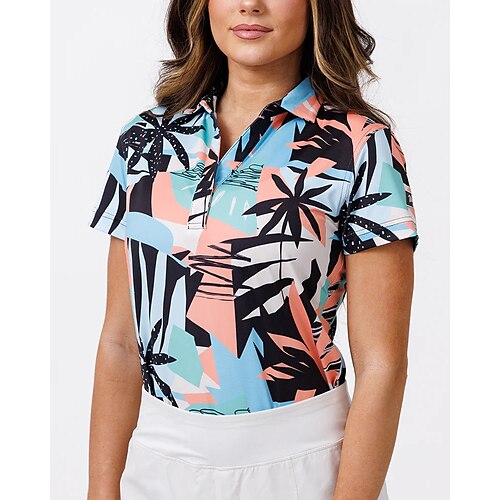 

Damen poloshirt Golfhemd Golfkleidung Atmungsaktiv Schnelltrocknend Weich Kurzarm Shirt Regular Fit Blumen Sommer Frühling Tennis Golfspiel Badminton