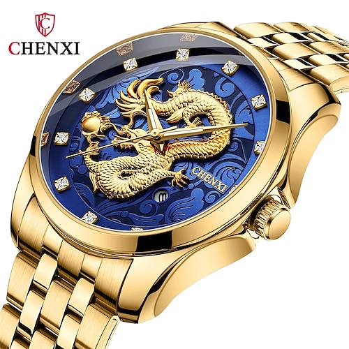 

Chenxi goldene Quarzuhr Männer Top-Marke Luxus Analoguhr männlich Edelstahl wasserdichte Uhren Mode Armbanduhr