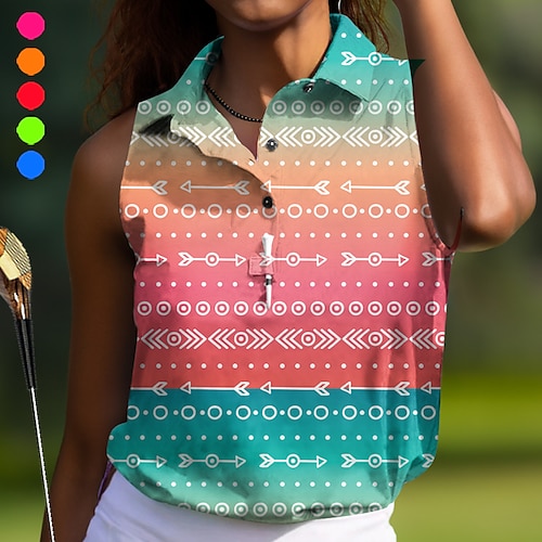 

Mujer Camisas de polo Camiseta de golf Polo con botones Transpirable Secado rápido Dispersor de humedad Sin Mangas Ropa de golf ropa de golf Ajuste regular Floral Geometría Verano Tenis Golf pepinillo