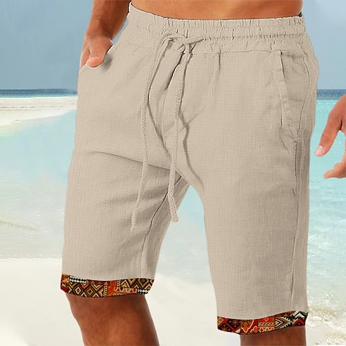 

Homens Calção Shorts de verão Shorts de praia Com Cordão Cintura elástica Perna reta Tecido Retalhos Conforto Respirável Curto Casual Diário Feriado Moda Estilo Clássico Branco Rosa