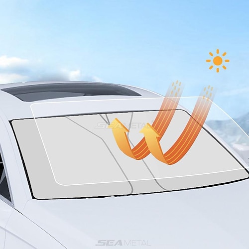 

Seametal pare-brise de voiture pare-soleil pliable fenêtre avant pare-soleil protection solaire rideaux de voiture été refroidissement uv couverture réfléchissante (taille: 80 cm 142 cm / 65 cm