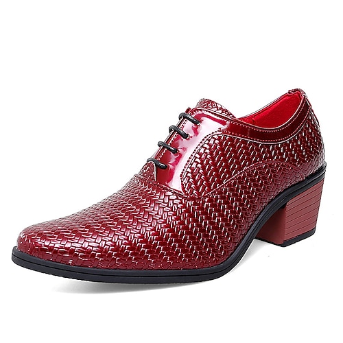 

Herren Outdoor Abendschuhe Karierte Schuhe im britischen Stil Brautkleider schlicht Britisch Hochzeit Party Abend PU Körpergröße erhöhen Schwarz Weiß Rot Frühling Herbst