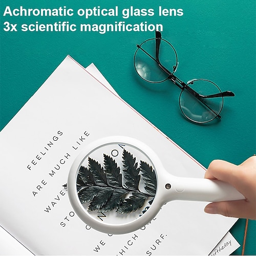 

Multifunctional Intelligent Magnifier Smart Gravity Sensor Handheld Magnifier Optical Glass Lens Loupe with 45 LED Lights Auto Adjust Brightness Night Light