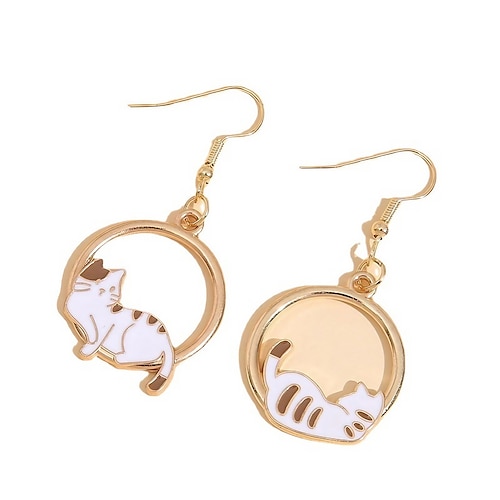 1 paire Boucle d'Oreille Pendantes For Femme Plein Air Cadeau Rendez-vous Alliage Classique Chat Lune