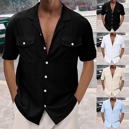 

Homme Chemise Chemise décontractée Chemisette Chemise d'été Chemise de plage Noir Blanche Bleu Manche Courte Plein Revers Printemps été Hawaïen Vacances Vêtement Tenue Basique