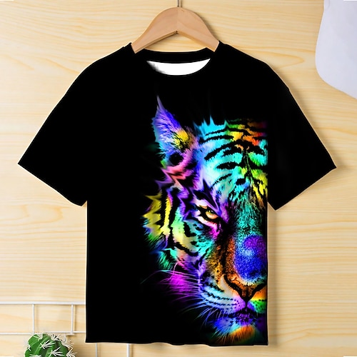 

Boys T shirt Short Sleeve T shirt Tee Graphic Animal Tiger 3D Print Active Sports Fashion Polyester Outdoor Casual Daily Kids Crewneck 3-12 Years 3D Printed Graphic Regular Fit Shirt