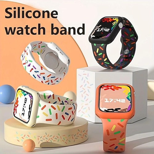 

Sport Band Compatible with Apple Watch band 38mm 40mm 41mm 42mm 44mm 45mm 49mm Two Tone Adjustable Silicone Strap Replacement Wristband for iwatch Series Ultra 8 7 SE 6 5 4 3 2 1