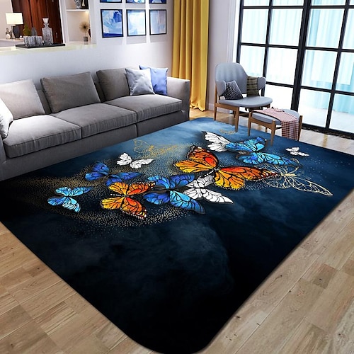 

1 pc papillon impression tapis salon table basse tapis de sol étude chambre chevet décor à la maison antidérapant chambre décoration doux grand tapis