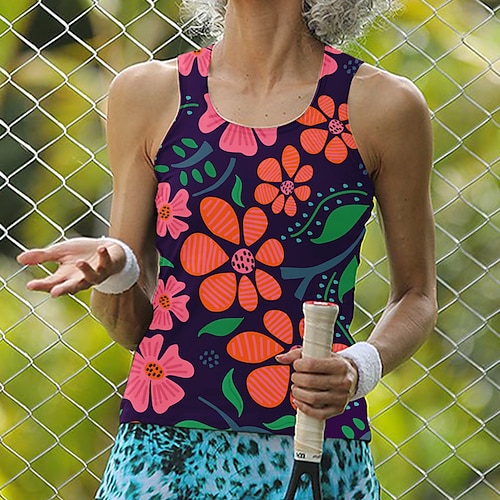 

Mulheres Camisa de tênis Regata Tênis Respirável Secagem Rápida Macio Sem Manga Blusas Normal Floral Verão Primavera Tênis Golfe Badminton