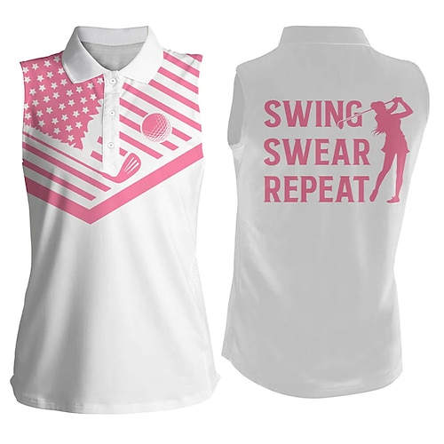 

Women's Polo Shirt Golf Shirt Golf Clothes Breathable Quick Dry Soft Sleeveless Vest / Gilet Top Regular Fit Printed Summer Spring Tennis Golf Badminton