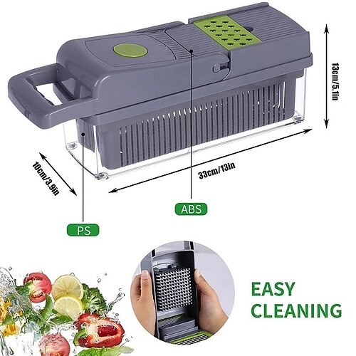 14pcs/Set,HQ Vegetable Chopper, Multifunctional Fruit Slicer, Handle Food  Grater, Vegetable Slicer, Cutter With Container, Onion Mincer Chopper With  Multiple Interchangeable Blades, Household Potato Shredder, Kitchen Stuff,  Kitchen Gadgets