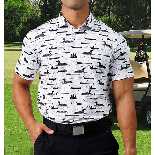 

Men's Polo Shirt Golf Shirt Golf Clothes Breathable Quick Dry Soft Short Sleeve Top Regular Fit Printed Summer Spring Golf Badminton
