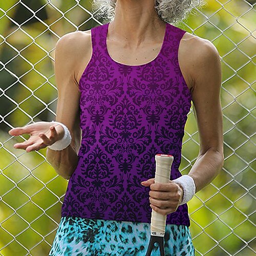 

Mulheres Camisa de tênis Regata Tênis Respirável Secagem Rápida Macio Sem Manga Blusas Normal Floral Verão Primavera Tênis Golfe Badminton
