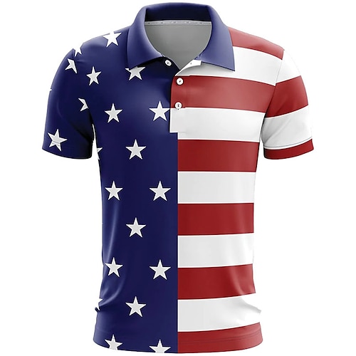 

Men's Polo Shirt Golf Shirt Button Up Polo UV Sun Protection Breathable Quick Dry Short Sleeve Top Dri-Fit Printed Summer Golf