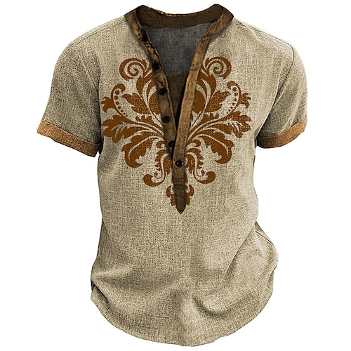 

Hombre Henley Shirt Graphic Tribal Henley Ropa Impresión 3D Exterior Diario Manga Corta Abotonar Estampado Moda Casual Cómodo