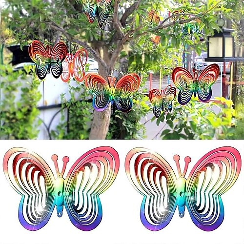 

1 campana de viento de mariposa, atrapavientos giratorio de viento, decoración de molino de viento giratorio de mariposa, decoración de exteriores y jardines, regalos de vacaciones, 21,2x1 5 cm/8,35 × 5,91