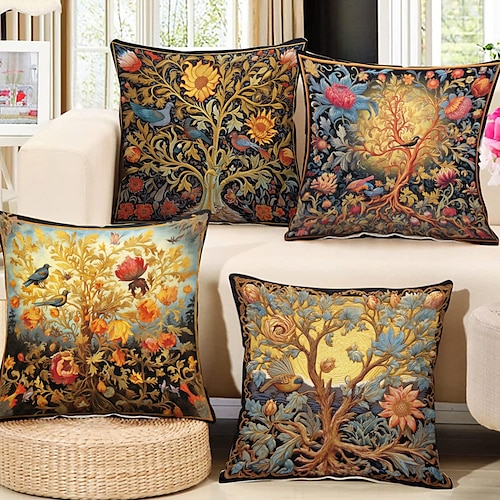 

Tree of Life Double Side Pillow Cover 4PC Soft Decorative Square Cushion Case Pillowcase for Bedroom Livingroom Sofa Couch Chair