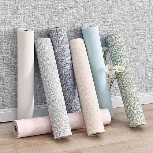 

Papel de parede de linho 3d autoadesivo, cor sólida, tecidos de parede, à prova d'água, não tecido, à prova de umidade, para decoração de casa, material à prova d'água, decoração de casa 50x1000cm/19,7''x393,7''