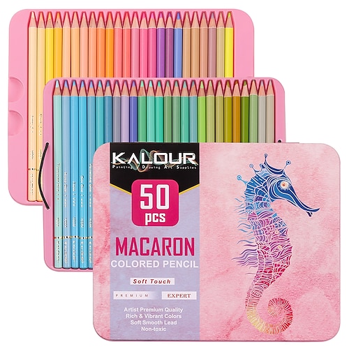 50 Macaron Pastel Colored Pencils for Adult Coloring, Soft Core Colored  Pencils