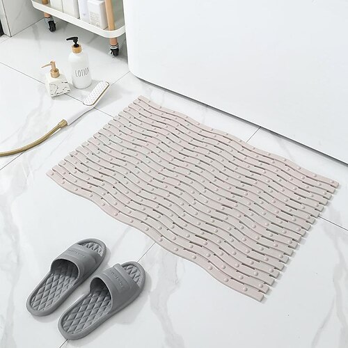 

1pc Non-slip Bathmat, Anti- Skid Floor Cushion, Drainage Anti-Slip Mat, Splicing PVC Floor Rug, Soft Tear Resistant Swimming Pool Restroom Cuttable Wet Area Carpet