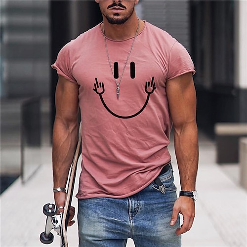 

Homme T shirt Tee t-shirt en détresse Graphic Marrant Smiley Col Ras du Cou Vêtement Tenue 3D effet Extérieur du quotidien Manche Courte Imprimer Mode Design Rétro Vintage