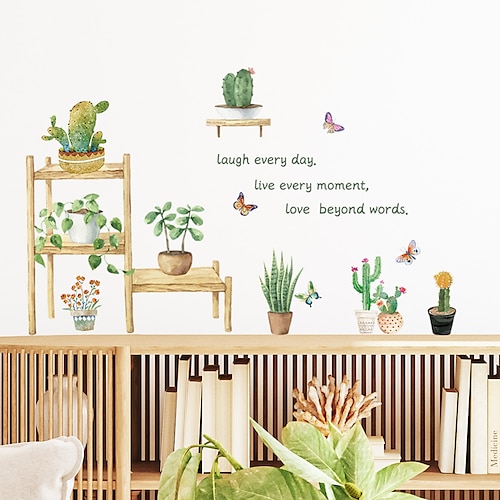 

plantas verdes frescas em vasos de cactos bola adesivos de parede adesivos decorativos removíveis para quarto sala de estar corredor jardim de infância cena layout adesivos de parede