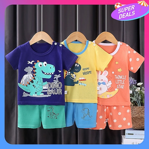 

2 Pièces T-shirt & Short Tenues Bébé Garçon Animal Bande dessinée Manche Courte Coton Set Extérieur Mode Frais Eté Printemps 3-7 ans F01-Ours orange Veau lettre F07 Ours de football F10