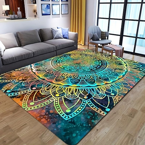 

mandala flor tapete de chão lindo estilo étnico área tapete quarto sala de estar tapete antiderrapante tapete de cabeceira decoração de casa