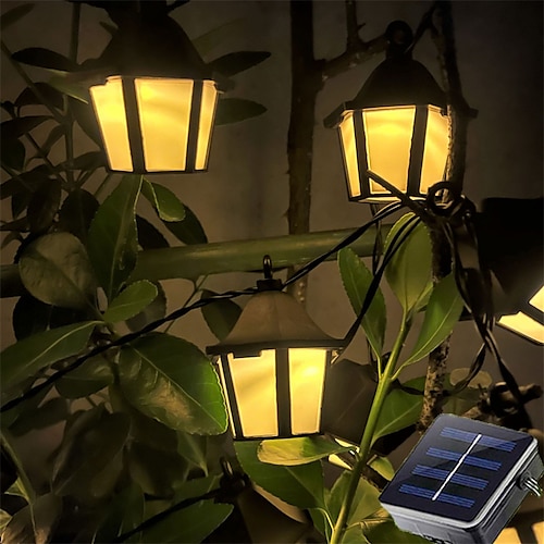 

LED-Solar-Lichterkette für den Außenbereich, regensicher, Camping-Atmosphäre, Licht, Garten, Hof, Retro, dekorative Farb-Lichterkette, 5 m, 20 LEDs/6,5 m, 30 LEDs