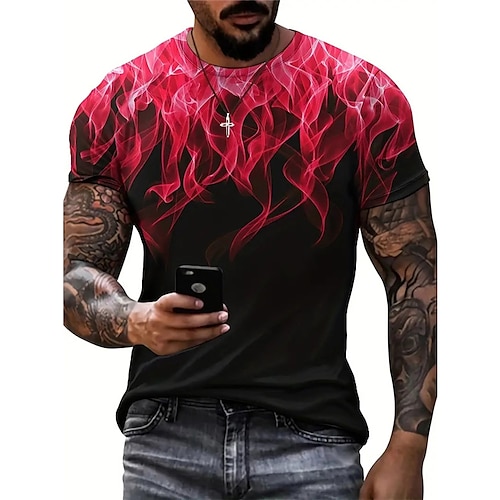 

Homens Camiseta Gráfico Labareda Gola Redonda Roupa Impressão 3D Ao ar livre Diário Manga Curta Imprimir Moda Designer Vintage