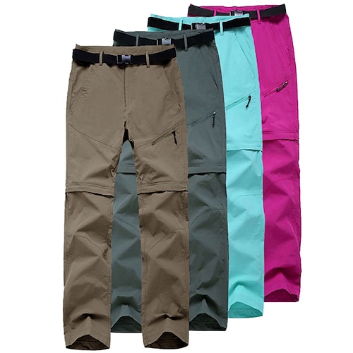 

Women's Convertible Pants / Zip Off Pants Hiking Pants Trousers Summer Outdoor Water Resistant Quick Dry Multi Pockets Lightweight Nylon 2 Zipper Pocket Pants / Trousers Bottoms Army Green Fuchsia