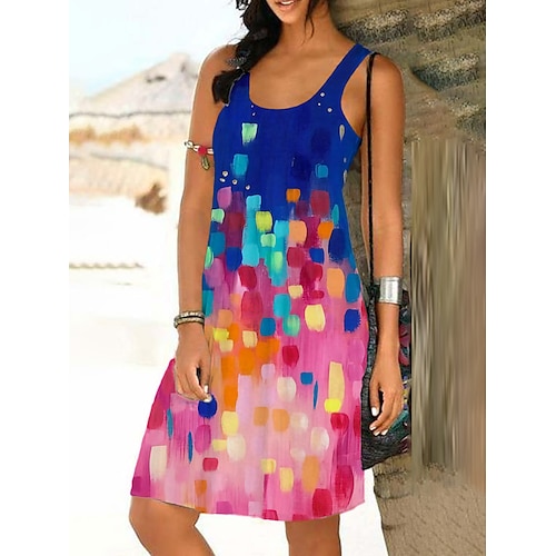 

Mujer Vestimenta casual Vestido de Tanque Vestido de verano Geométrico Bloque de color Estampado Con Tirantes Mini vestido Activo Moda Exterior Diario Sin Mangas Ajuste regular Rosa Rosa polvorienta