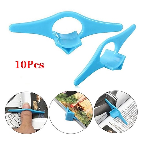 

10 peças de plástico multifuncional, suporte para livro, suporte para livro, marcador, conveniente, material de escritório escolar, suporte para livro, suporte para polegar