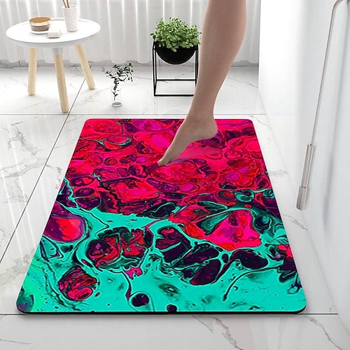 

Diatomaceous Earth Bath Mat Soft Mat Rubber Anti-Slip Fast Dry Super Absorbent Thin Bathroom Mat for Under Door - Bathroom Floor Mat Rug Bathtub Front Shower Mat Sink