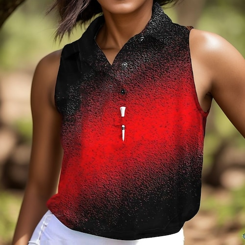 

Damen poloshirt Golfhemd Geknöpftes Poloshirt Atmungsaktiv Schnelltrocknend Feuchtigkeitsableitung Ärmellos Golfbekleidung Golfkleidung Regular Fit Farbverläufe Sommer Tennis Golfspiel Pickleball