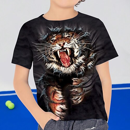 

Jungen T-Shirt Kurzarm T-Shirt Graphic Tier Tiger 3D-Druck Aktiv Sport Modisch Polyester Outdoor Casual Täglich kinderkleidung Rundhalsausschnitt 3-12 Jahre 3D-gedruckte Grafik Regular Fit Hemd