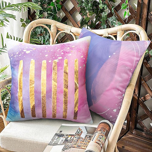 

Outdoor Waterproof Pillow Cover Gradient Printing for Patio Garden Sofa Couch Livingroom 1pc