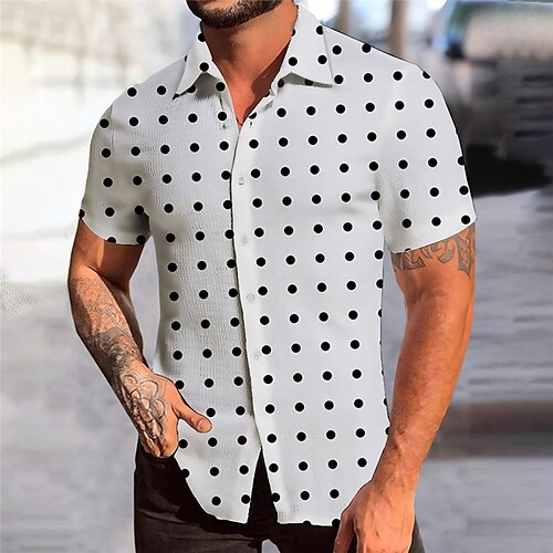 

Hombre Camisa camisa hawaiana A Lunares Estampados Cuello Vuelto Blanco Amarillo Rosa Rojo Azul Piscina Calle Casual Manga Corta Estampado Ropa Moda Ropa de calle Design Suave