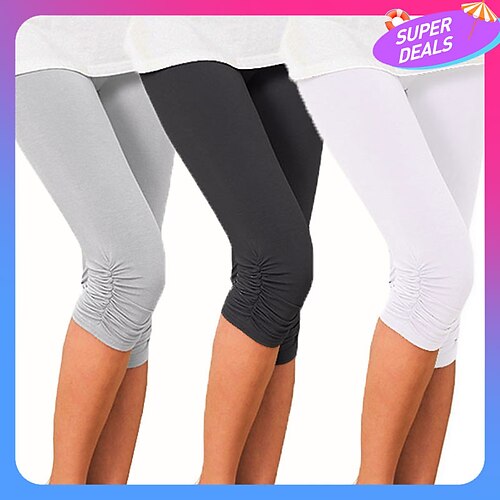 

Women's Capri Leggings Workout Pants High Waist Bottoms Tummy Control Butt Lift Violet White Black Yoga Fitness Gym Workout Sports Activewear High Elasticity Athletic Athleisure Wear