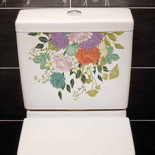 

Pflanzenblumen-Toilettenaufkleber, kreative Toilettenaufkleber, Badezimmer-Toilettendeckel