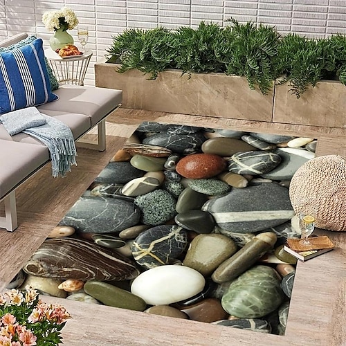 

Big Cobblestone Front Outdoor Indoor Door Mat Soft Non Slip Washable Entryway Mat Door Rug Carpet for Living Room Kitchen Laundry Bedroom Bathroom