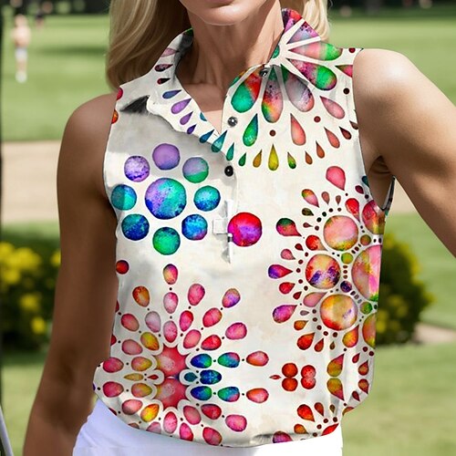 

Mujer Camisas de polo Camiseta de golf Polo con botones Transpirable Secado rápido Dispersor de humedad Sin Mangas Ropa de golf ropa de golf Ajuste regular Impreso Verano Tenis Golf pepinillo