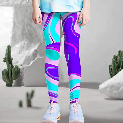 

Infantil Para Meninas Leggings Gráfico Ativo Ao ar livre 3-12 anos Verão Azul Roxo Verde