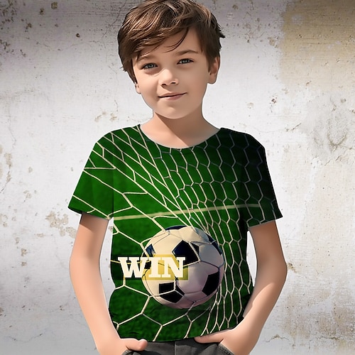 

Para Meninos Camiseta Manga Curta Camisa Camiseta Gráfico Letra Futebol Americano Impressão 3D Ativo Esportes Moda Poliéster Ao ar livre Casual Diário Infantil Crewneck 3-12 anos Gráfico impresso em