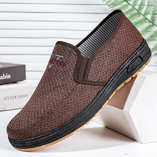 

Herren Loafer Slip On Freizeitschuhe für Herren Komfort Schuhe Loafer aus Stoff Vintage Brautkleider schlicht Outdoor Täglich Wanderschuhe Leinwand Atmungsaktiv Komfortabel Rutschfest Schwarz Braun