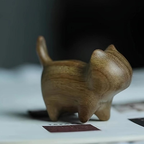 

mini gato de madera, miniaturas adornos de gatos lindas figuras de animales decoración de figuras de sándalo