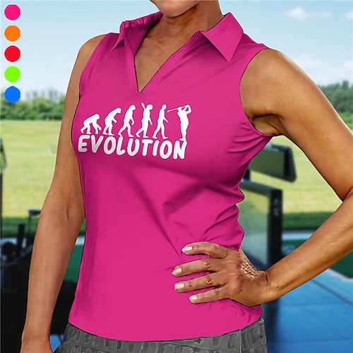 

Femme T-shirt POLO Chemise de golf Respirable Séchage rapide Evacuation de l'humidité Sans Manches Vêtements de golf Top Standard Col en V Imprimé Eté Tennis Le golf Pickleball