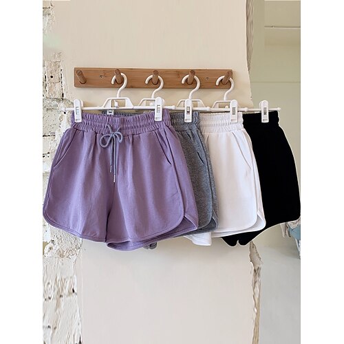 

Femme Chino Short Coton Noir Blanche Violet Taille haute Actif Décontractées Confort Extérieur sport Casual Poche Court Confort Plein S M L XL 2XL
