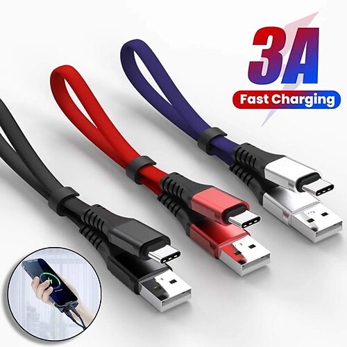 

USB-C-Kabel Lightning-Kabel 60W 1ft USB-A auf USB-C USB-A auf Lightning USB-A auf Micro-B 3 A Schnellladen Hohe Datenübertragung Nylon geflochten Leicht zu tragen Für MacBook iPad Samsung