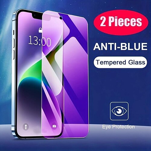 

2 Stück Schutzfolie Für Apple iPhone 14 Pro Max Plus 13 12 11 Mini X XR XS 8 7 Hartglas 9H Härtegrad Anti-Blasen Anti-Fingerprint Anti Blaues Licht Kratzfest